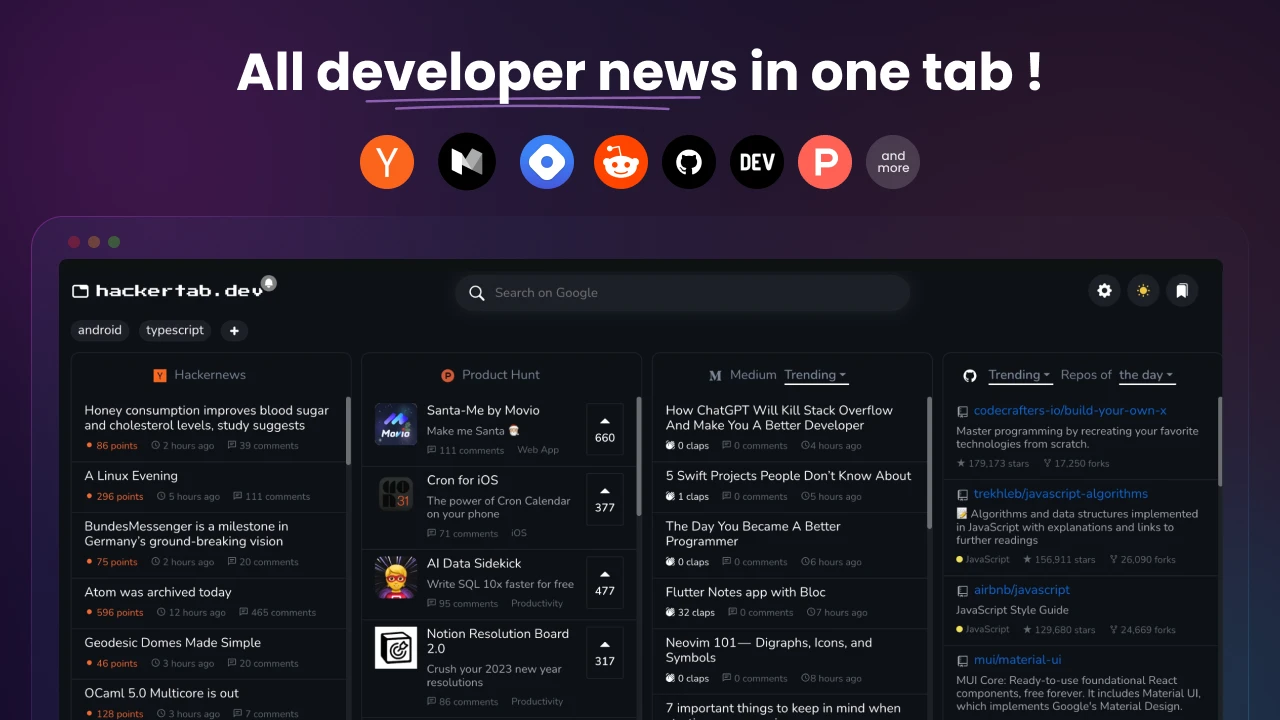 Hackertab screenshot